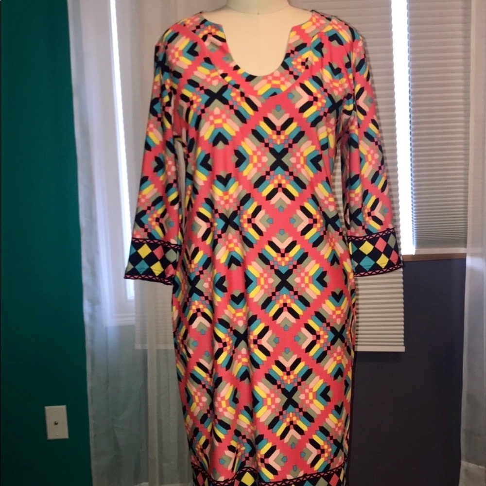 Tracy Negoshian 3/4 Sleeve Print Dress